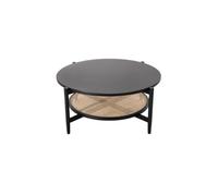 TEESONG Petites Tables de Bout Table Basse Moderne Table Basse rétro en Bois Massif, Noire, Ronde, en rotin, for Salon, Mobile Tables Basses pour Le Salon