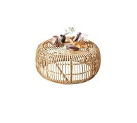 TEESONG Petites Tables de Bout Table Basse Moderne Table Basse Ronde en Bois de rotin for la Maison, Table d'appoint for canapé, Table à thé, Table Basse de Salon Tables Basses pour Le Salon(85x38cm)