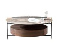 TEESONG Petites Tables de Bout Table Basse Moderne Table Basse Ronde en marbre Moderne et légère, Table d'appoint d'angle, de Salon avec Meuble Rangement Tables Basses pour Le Salon