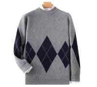 TEESONG Pull Homme Manches Longues Chemise à col Rond for Hommes, Pull de Couleur, Ample et décontracté, en Cachemire tricoté avec Diamants, Collection Automne Hiver