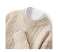 TEESONG Pull Homme Manches Longues Pull en Laine à col Semi-Haut for Hommes, Pull torsadé de Couleur Unie, Ample et décontracté, Cachemire épais, tricoté, Automne Hiver