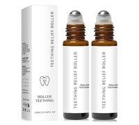 Teething Roller, Teething Roller All Natural for Babies, Contains Chamomile and Rose Essential Oils,Teething Relief Roller,Relief for Discomfort,Essential Oil Massage Roller - Natural Gentle (2 pcs)