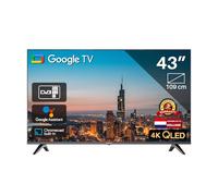 TEEVIEW Google Smart TV | QLED 4K UHD | 43"/110cm | Design sans cadre | Triple Tuner DVB-T/T2/S/S2/C, HDMI x3, USB x2, CI+ | Contrôle vocal & Applications de streaming | Monté à Eindhoven | TV43QQG-EU