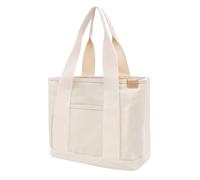 TeeYee Femme Moyen Sac à main Canvas Satchel Tote Bag Sac à bandoulière Shopper pour livres quotidiens travail 062Beige M