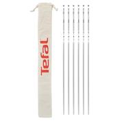 Tefal 6 Brochettes en Acier Inoxydable XL - Design Plat Antirotation, Grande Longueur, Lavables au Lave-Vaisselle, Pochette de Rangement en Coton - Accessoire Officiel Tefal K185S734