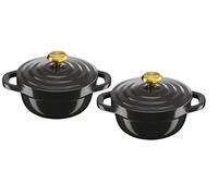 Tefal Air Set de 2 mini cocottes 11 cm, Contenance 0,45 L, Fonte d'aluminium légère, Revêtement céramique sûr, Couvercle à condensation, Robustes, Compatibles four uniquement E255S204