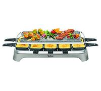 Tefal Appareil à raclette & Pierrade, Fonte parfaite du fromage, Jusqu'à 10 personnes, Pierre de lave naturelle, Rangement accessoires sous l'appareil, Inox&Design Raclette et Pierrade PR457B12