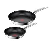 Tefal B817S255 Lot de 2 poêles en acier inoxydable 2 pièces Ø 20 cm Ø 26 cm
