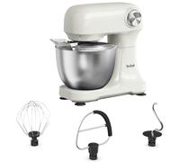 Tefal Bake Easy QB140AF0 Robot de cuisine compact et facile à utiliser, 12 vitesses, fonction pulsation, bol de 3,5 litres, fouet, crochet pétrisseur, 500 W, blanc