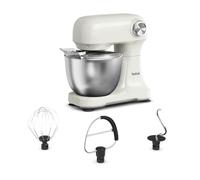 Tefal Bake Easy QB140AF0 Robot de cuisine compact et facile à utiliser, 12 vitesses, fonction pulsation, bol de 3,5 litres, fouet, crochet pétrisseur, 500 W, blanc