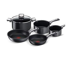 Tefal Batterie de cuisine 6 pièces, 2 poêles, 2 casseroles, 1 faitout avec couvercle, Induction, Revêtement antiadhésif résistant aux rayures, Fabriqué en France, Unlimited G25990AZ