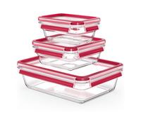 Tefal Lot de 3 Boîtes de conservation en verre, 2 rectangulaires 0,45 L et 2 L + 1 carrée 0,8 L, Conservation des aliments, Empilable, Compatible four et congélateur, Masterseal Fresh N1050910