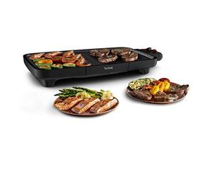 Tefal Booster Plancha électrique, 2200 W, 2 zones de cuisson, Revêtement antiadhésif, Thermostat réglable, Large surface de cuisson, Bac jus compatible lave-vaisselle CB642800
