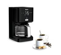 Tefal Cafetière filtre, 10 à 15 Tasses, 1.25L, Filtre, Programmable 24h, Arrêt Automatique, Ecran numérique, Système anti-goutte, Noir, Smart'n Light, CM600810