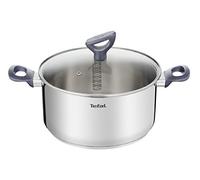 Tefal Casserole Daily Cook en acier inoxydable de 20 cm, 3 l, fond renforcé, convient pour tous les types de feux, y compris l’induction, grande conductivité et robustesse, matériaux recyclés.