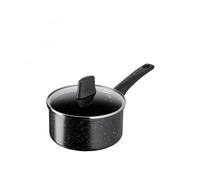 Tefal Casserole en pierre de titane 18 cm + couvercle, revêtement anti-adhésif durable, résistant aux intempéries, tous feux dont induction, thermo-signal, noir, E1052345