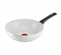 Tefal C41719 Ceramic Control Poêle wok 28 cm | Joint céramique sûr | Indicateur de température de signal thermique | Nettoyage facile | Compatible induction | Blanc