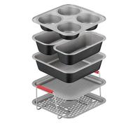 Tefal Dail’Easy, Kit de 6 accessoires de cuisson pour air fryer, Poignées ergonomiques, 5 moules, Revêtement antiadhésif, J701S644