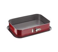 Tefal - Delibake Moule à charnière rectangulaire 36x - 24cm - Rouge | Démoulage facile des gâteaux délicats - Fond anti-gouttes large - Revêtement antiadhésif - Nettoyage rapide - Acier robuste