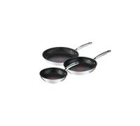 Tefal Duetto+ G732S334 - Set de 3 poêles inox, revêtement Titane anti-adhésif, 20/24/28cm, Thermosignal, tous feux dont induction, compatible four jusqu'à 250°C.