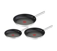 Tefal Duetto Lot de 3 poêles 20/24/28 cm, Induction, Acier inoxydable, Revêtement antiadhésif, Thermo-Spot, Cuisson saine, Saisie parfaite A704S363