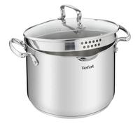 Tefal Duetto+ Marmite 22 Cm, Induction, Acier Inoxydable Haute Qualité, Garantie 10 Ans, Poignées Rivetées, Couvercle Verre