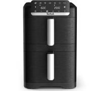 Tefal Easy Fry Crispy Stack Friteuse à air chaud double chambre 4/6 litres avec réglage de la température séparé, technologie EvenFry, 6 modes de cuisson + mode manuel, peu encombrant, noir, EY7528E0