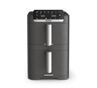 Tefal Easy Fry Crispy Stack Friteuse à air chaud double chambre 6 programmes + mode manuel, jusqu'à 40% de gain de place, EvenFry, avant amovible, panier de cuisson passe au lave-vaisselle, gris