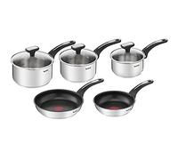 Tefal Emotion Batterie de cuisine 5 pièces, Poêles à frire 20/24 cm, Casseroles 16/18/20 cm, inox garanti 10 ans, Base de diffusion de la chaleur, Design élégant, Poignées robustes, Induction E300S544