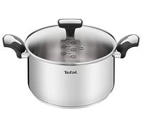 Faitout Tefal Emotion 24 cm + couvercle en verre Inox Inox poli effet miroir G