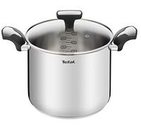 Tefal Emotion Marmite haute 22 cm, 6 L, Inox, Garantie 10 ans, Base épaisse pour une diffusion de chaleur homogène, Design élégant, Poignées robustes, Couvercle verre, Induction E3016104