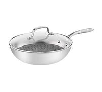 Tefal Eternal Mesh E49716 Poêle wok en acier inoxydable, à trois couches, avec revêtement en maille sûre et résistante aux rayures, 28 cm, convient à l'induction