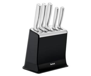 Tefal - EverSharp Set de 5 couteaux avec bloc affûteur intégré | Set de couteaux avec système d'aiguisage breveté - Lames en acier inoxydable - Affûtage automatique avant chaque usage
