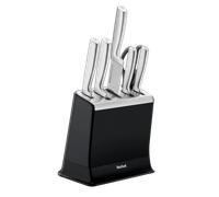 Tefal EverSharp Set de couteaux 6 pièces en inox et bloc de couteaux avec système d'aiguisage intégré Set de couteaux 6 pièces en inox et bloc de couteaux avec système d'aiguisage intégré