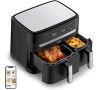 Tefal EY901810 Dual Friteuse sans huile, Capacité 8.3 L, 2 tiroirs de 5.2 L et 3.1 L, 7 programmes automatiques