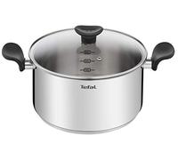 Tefal Faitout 24 cm (5 L) + couvercle verre, Induction, Acier inoxydable haute qualité, Garantie 10 ans, Livre recette, Primary E3084604