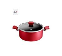 Tefal Faitout 24 Cm, Induction, Revetement Antiadhésif, Couvercle Verre, Ergonomique, Fabriqué En France, Daily Expert C2894602 rouge G