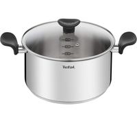 Tefal Faitout 24cm + Couvercle Verre Induction Primary E3084604 Acier Inoxydable