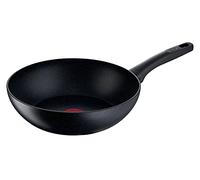 Tefal G28119 Black Stone Poêle wok, 28 cm, avec revêtement anti-adhésif, signal thermique, sûre, convient à l'induction, cuisson saine, effet pierre, noire, aluminium