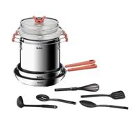 TEFAL G721SD74 Batterie de cuisine 13 pièces, Induction, Acier inoxydable + revêtement antiadhésif, Poêle, Casserole, Opti'Space