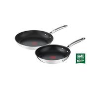 TEFAL G732S255 Lot de 2 poêles 24/28 cm, Induction, Revêtement extérieur inox, Revêtement intérieur antiadhésif, Duetto