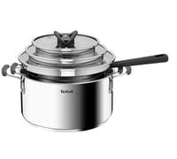 Tefal G7376S Opti'Space Set de Casseroles 16/20/24 cm | Acier Inoxydable | Fond Thermofusion | Pour Tous Feux | Induction | Gris