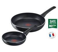 Tefal Generous Cook C27890 Lot de 2 poêles | 20/28 cm | Revêtement antiadhésif sûr | Indicateur de température | Forme profonde | Compatible induction | Noir