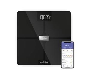 Tefal Goodvibes Health Balance connectée, 14 indicateurs corporels, Application connectée, Nombre illimité d'utilisateurs, Capacité de 180 kg et plateau verre 32x32 cm, Noir BM9670S1