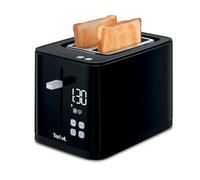 Tefal Grille-pain 2 fentes, 7 Niveaux de dorage, Fonction arrêt, Ecran digital, 2 Favoris personnalisables, Décompte du temps restant, Décongélation, Réchauffage, Smart'n Light, Noir, TT640810