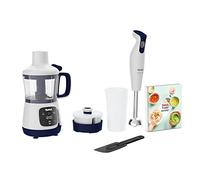 Tefal HB55W4 Yummy Gourmet Préparateur d'aliments pour bébé avec mixeur plongeant, spatule, tasse doseuse, 2 récipients en céramique, livre de recettes, écran tactile, sans BPA, blanc/bleu