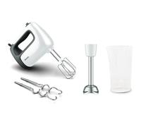 Tefal HT462138 Prep'Mix + Batteur à main | Idéal pour les préparations légères et dures | Moteur puissant de 500 W | 5 vitesses | Fonction Turbo | Embout presse-purée en acier inoxydable | Blanc/gris