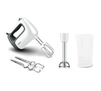 Tefal HT462138 Prep'Mix + Batteur à main | Idéal pour les préparations légères et dures | Moteur puissant de 500 W | 5 vitesses | Fonction Turbo | Embout presse-purée en acier inoxydable | Blanc/gris