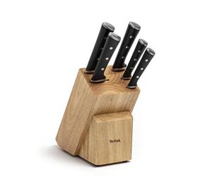 Tefal - Ice Force Ensemble Bloc couteaux de cuisine - 6 pièces - Bois | Couteaux en acier inoxydable allemand avec technologie cryogénique pour une coupe précise et une durabilité accrue