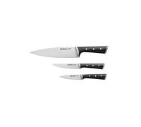 Tefal Ice Force Set de 3 Couteaux Eplucheur 9 cm Chef 20 cm Chef 20 cm Universel 11 cm Couteau 9 cm Acier Inoxydable Manche Ergonomique Plastique ABS Compatible Lave Vaisselle Noir K2323S